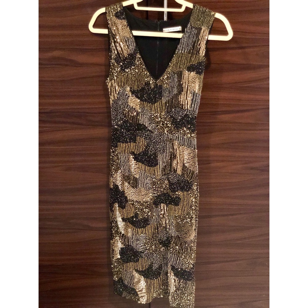 Alice + Olivia Gold Beaded Dress